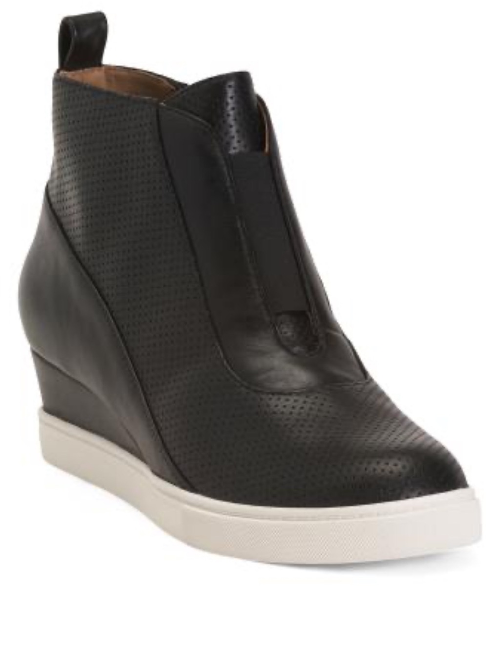 LINEA PAOLO Black leather anna sneaker wedges EUC